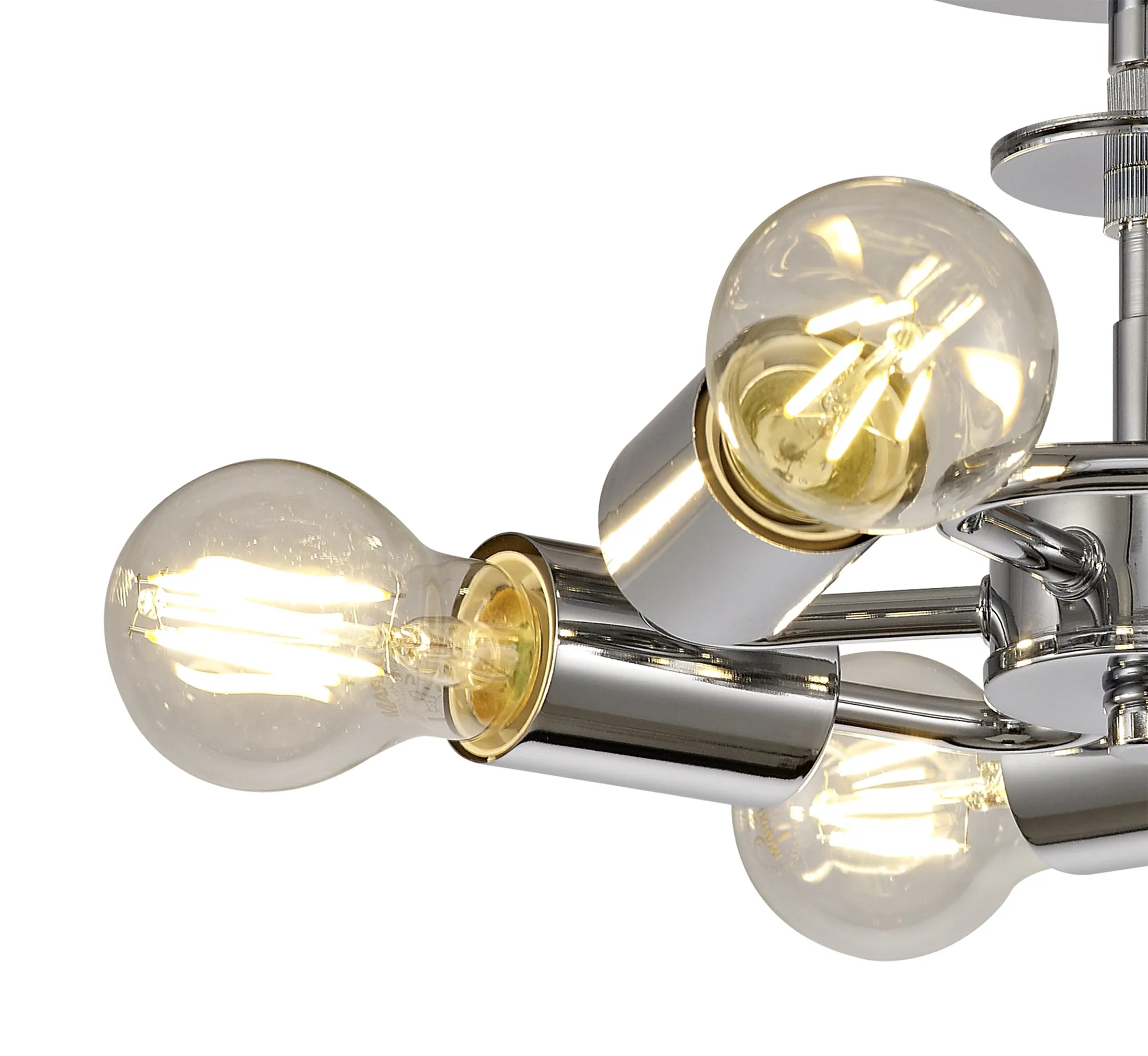 Baymont 50cm, Semi Flush 5 Light Polished Chrome, Silver Leaf, Frosted Diffuser DK0812  Deco Baymont CH SL